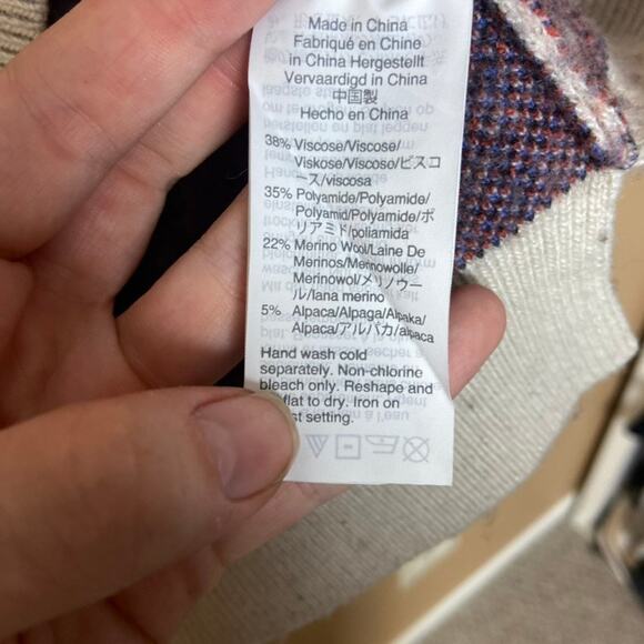 Madewell Cherry Jacquard Pullover Sweater wool blend knit cozy large - Picture 8 of 10